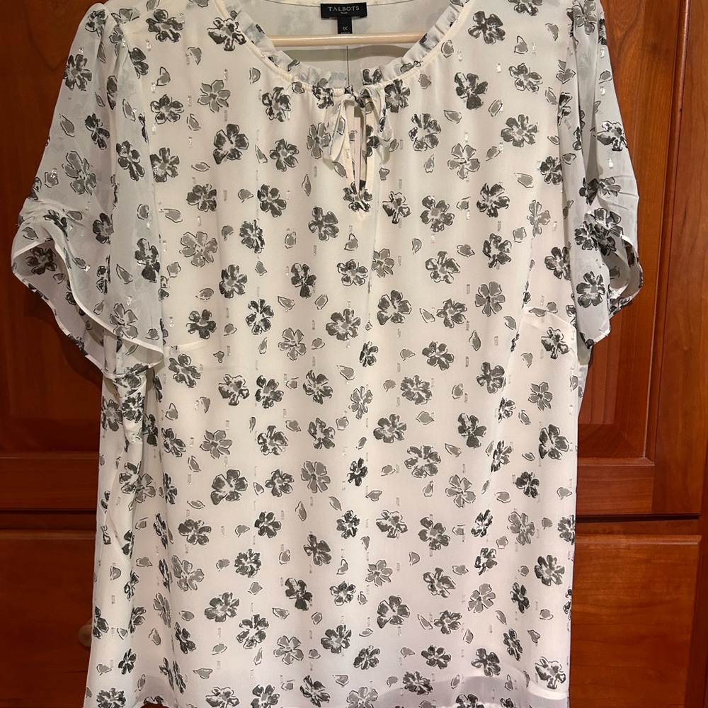 Talbots White Floral Women's Top